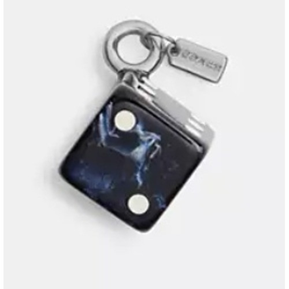 Coach DIY Dice‎ Bag Charm Women OS Black New Marbled Resin Keychain CEG82